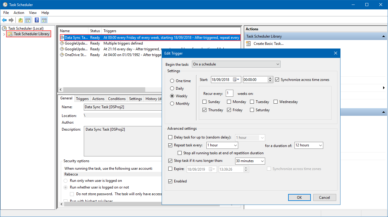 Schedule from Task Scheduler